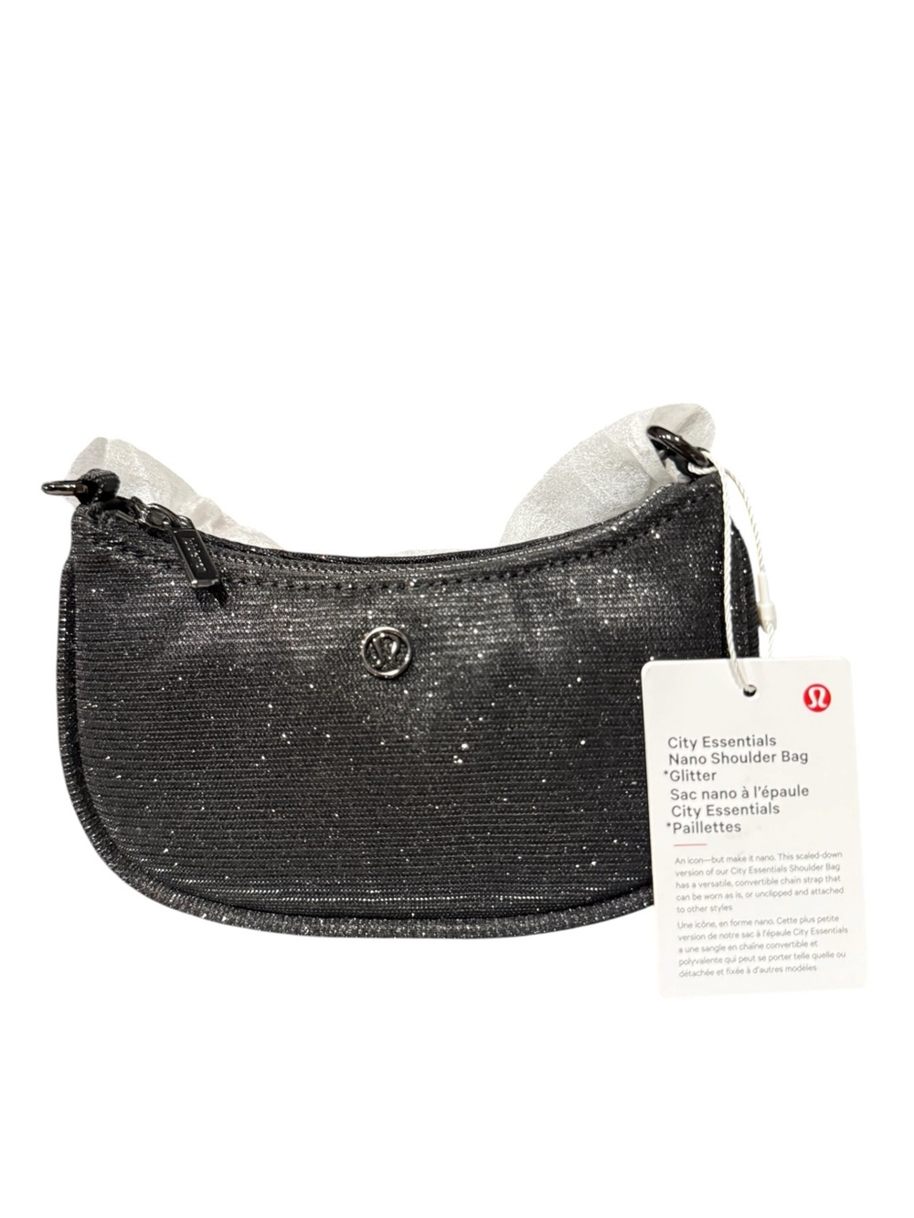 Lululemon City Essentials Nano Shoulder Bag Black Glitter